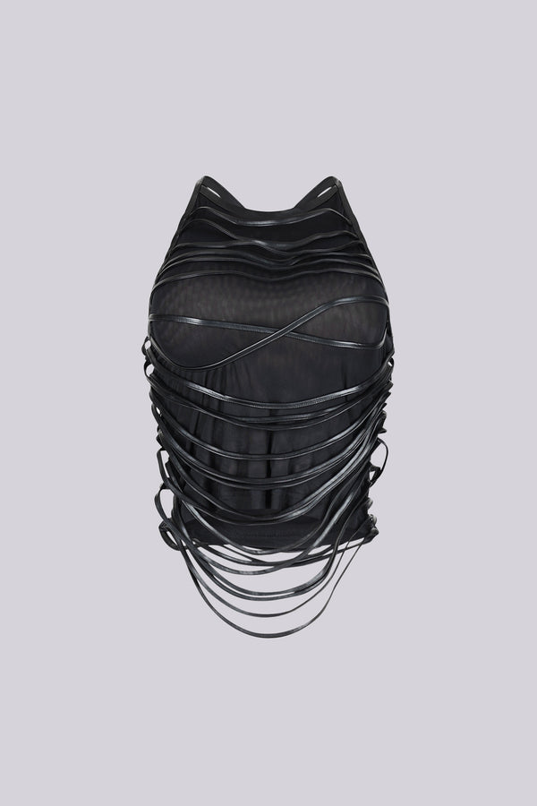 Tayah Mesh Faux Leather Top